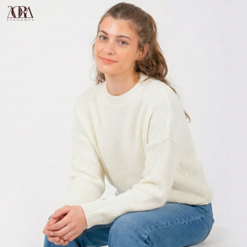 premium textured crew neck sweater – بلوفر تريكو